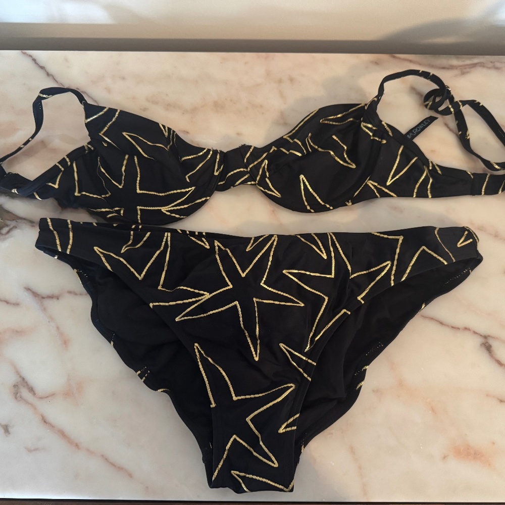 NWOT Cynthia Rowley Bikini- Star / Starfish, Black and Gold